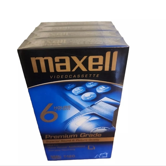 Maxwell Video Cassette 4 Pack  Premium Grade  6 Hours Sealed Blanks - Picture 4 of 4